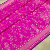 Pink Color Pure Katan silk ektara jamdani Banarasi saree.