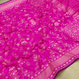 Pink Color Pure Katan silk ektara jamdani Banarasi saree.