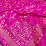 Pink Color Pure Katan silk ektara jamdani Banarasi saree.