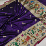 Purple Color Pure Katan Silk Handwoven Banarasi Saree