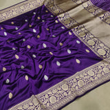 Purple Color Pure Katan Silk Handwoven Banarasi Saree