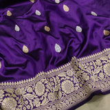 Purple Color Pure Katan Silk Handwoven Banarasi Saree