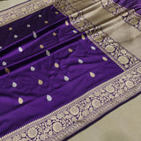 Purple Color Pure Katan Silk Handwoven Banarasi Saree