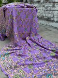 Lavender Color Pure Chiffon Handwoven Bandhani Banarasi Saree