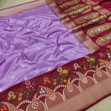 Lavender Color Pure Katan Silk Handwoven Banarasi Saree