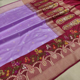 Lavender Color Pure Katan Silk Handwoven Banarasi Saree