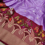 Lavender Color Pure Katan Silk Handwoven Banarasi Saree