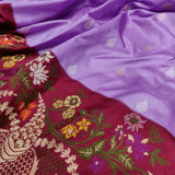 Lavender Color Pure Katan Silk Handwoven Banarasi Saree