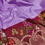 Lavender Color Pure Katan Silk Handwoven Banarasi Saree