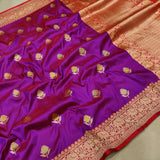 Dual Shade Pure Katan Silk Handwoven Banarasi Saree