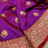 Dual Shade Pure Katan Silk Handwoven Banarasi Saree