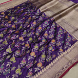 Purple Color Pure Katan Silk Handwoven Banarasi Saree