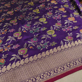 Purple Color Pure Katan Silk Handwoven Banarasi Saree