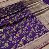 Purple Color Pure Katan Silk Handwoven Banarasi Saree