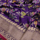 Purple Color Pure Katan Silk Handwoven Banarasi Saree