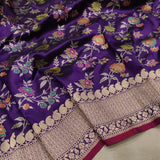 Purple Color Pure Katan Silk Handwoven Banarasi Saree