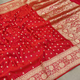 Red Color Pure Katan Silk Handwoven Banarasi Saree