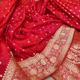 Red Color Pure Katan Silk Handwoven Banarasi Saree