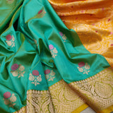 Sea Green Color Pure Katan Silk Handwoven Banarasi Saree