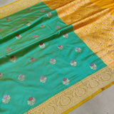 Sea Green Color Pure Katan Silk Handwoven Banarasi Saree