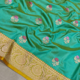 Sea Green Color Pure Katan Silk Handwoven Banarasi Saree