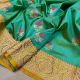 Sea Green Color Pure Katan Silk Handwoven Banarasi Saree