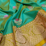 Sea Green Color Pure Katan Silk Handwoven Banarasi Saree