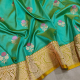 Sea Green Color Pure Katan Silk Handwoven Banarasi Saree