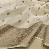 White Color Pure Kora Silk Handwoven Banarasi Saree