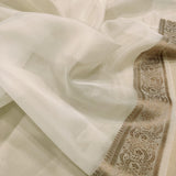 White Color Pure Kora Silk Handwoven Banarasi Saree