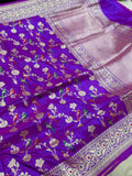 Dual Shade Pure Katan Silk Handwoven Banarasi Saree