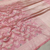 Pastel Colour Pure Katan Silk Handwoven Banarasi Jungla Saree