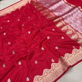 Red Color Pure Katan Silk Handwoven Banarasi Saree