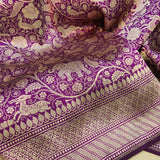 Purple Color Pure Katan Silk Handwoven Tanchoi Banarasi Saree