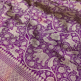 Purple Color Pure Katan Silk Handwoven Tanchoi Banarasi Saree