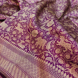 Purple Color Pure Katan Silk Handwoven Tanchoi Banarasi Saree