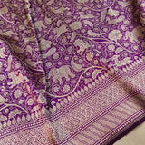 Purple Color Pure Katan Silk Handwoven Tanchoi Banarasi Saree