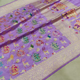 Lavender Colour Katan Silk Handwoven Banarasi Saree