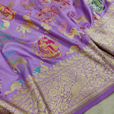 Lavender Colour Katan Silk Handwoven Banarasi Saree