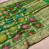 Multicolor Pure Katan Silk Handwoven Banarasi Saree