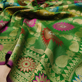 Multicolor Pure Katan Silk Handwoven Banarasi Saree