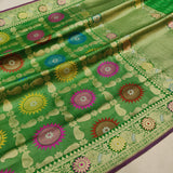 Multicolor Pure Katan Silk Handwoven Banarasi Saree