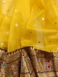 Yellow Color Pure Kora Silk Handwoven Banarasi Saree