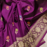 Magenta Colour Katan Silk Handwoven Banarasi Saree