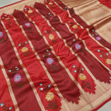 Red Color Pure Katan Silk Handwoven Banarasi Saree