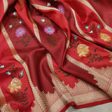 Red Color Pure Katan Silk Handwoven Banarasi Saree