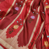 Red Color Pure Katan Silk Handwoven Banarasi Saree