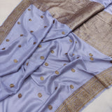 Lavender Color Pure Creap Silk Handwoven Banarasi Saree