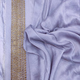 Lavender Color Pure Creap Silk Handwoven Banarasi Saree