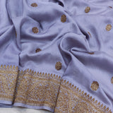 Lavender Color Pure Creap Silk Handwoven Banarasi Saree